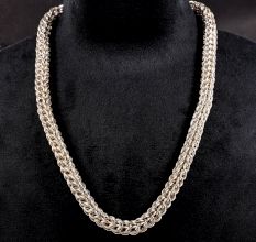 Handcrafted Silver Plated Brass Designer Chain Necklace for Men Gift for Him